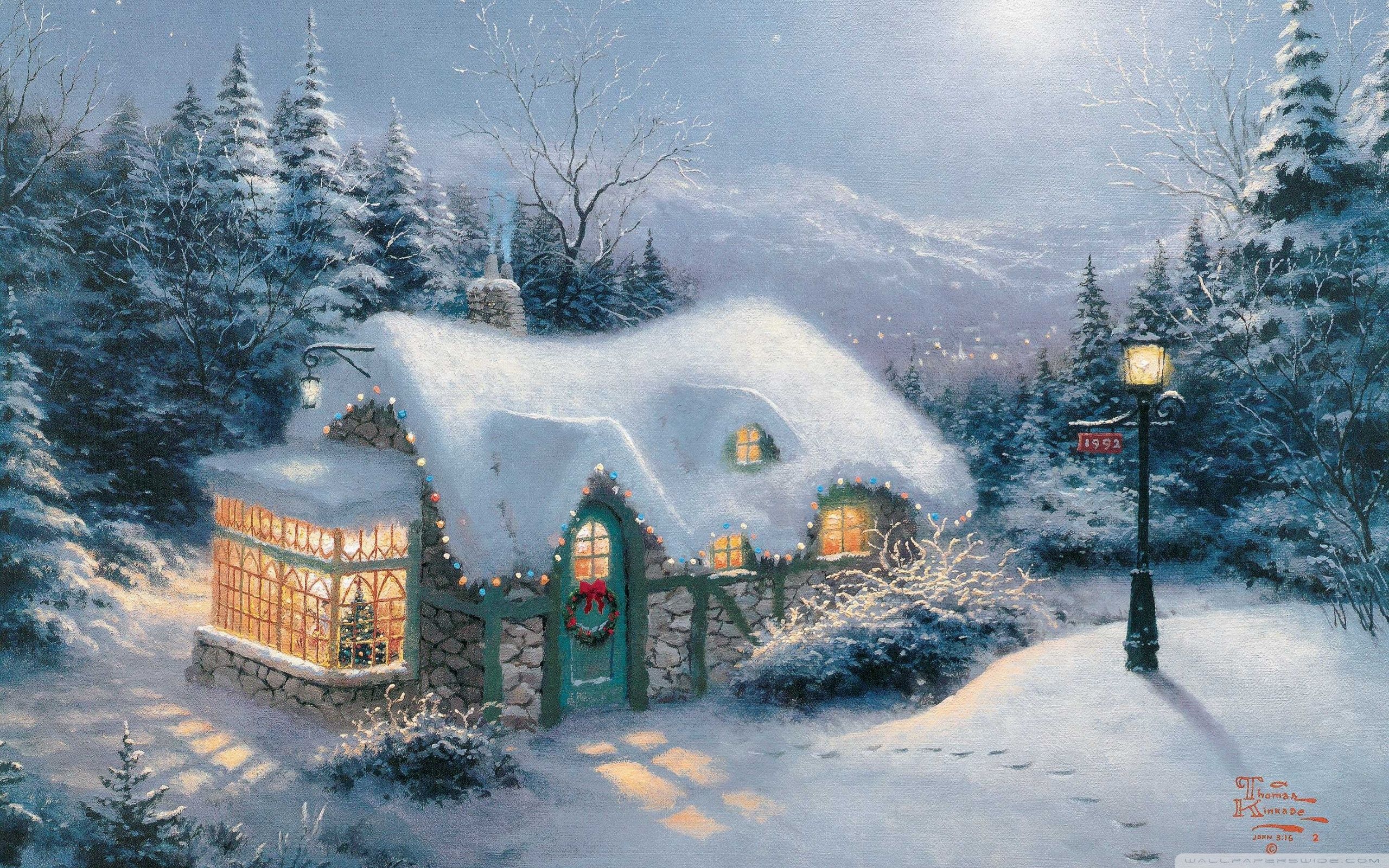 Old Christmas Painting Art 4K UHD Wallpaper for UltraHD Desktop and TV, Widescreen and UltraWide Display, Smartphone and Tablet Devices