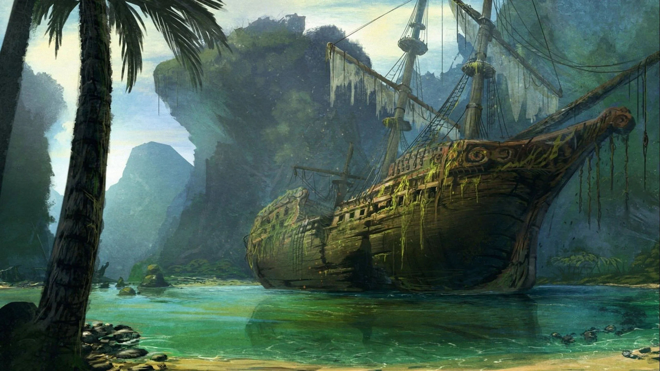 fantasy, Ship, Boat, Art, Artwork, Ocean, Sea Wallpaper HD / Desktop and Mobile Background
