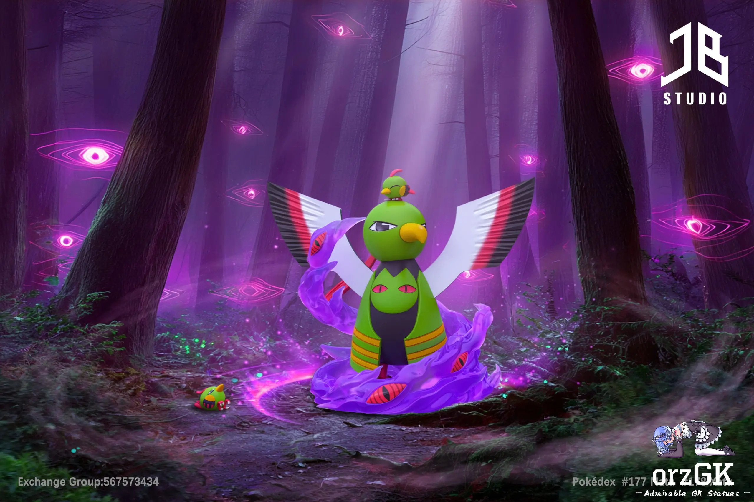Will X Natu X Xatu Pokémon Resin Figure 20 8cm