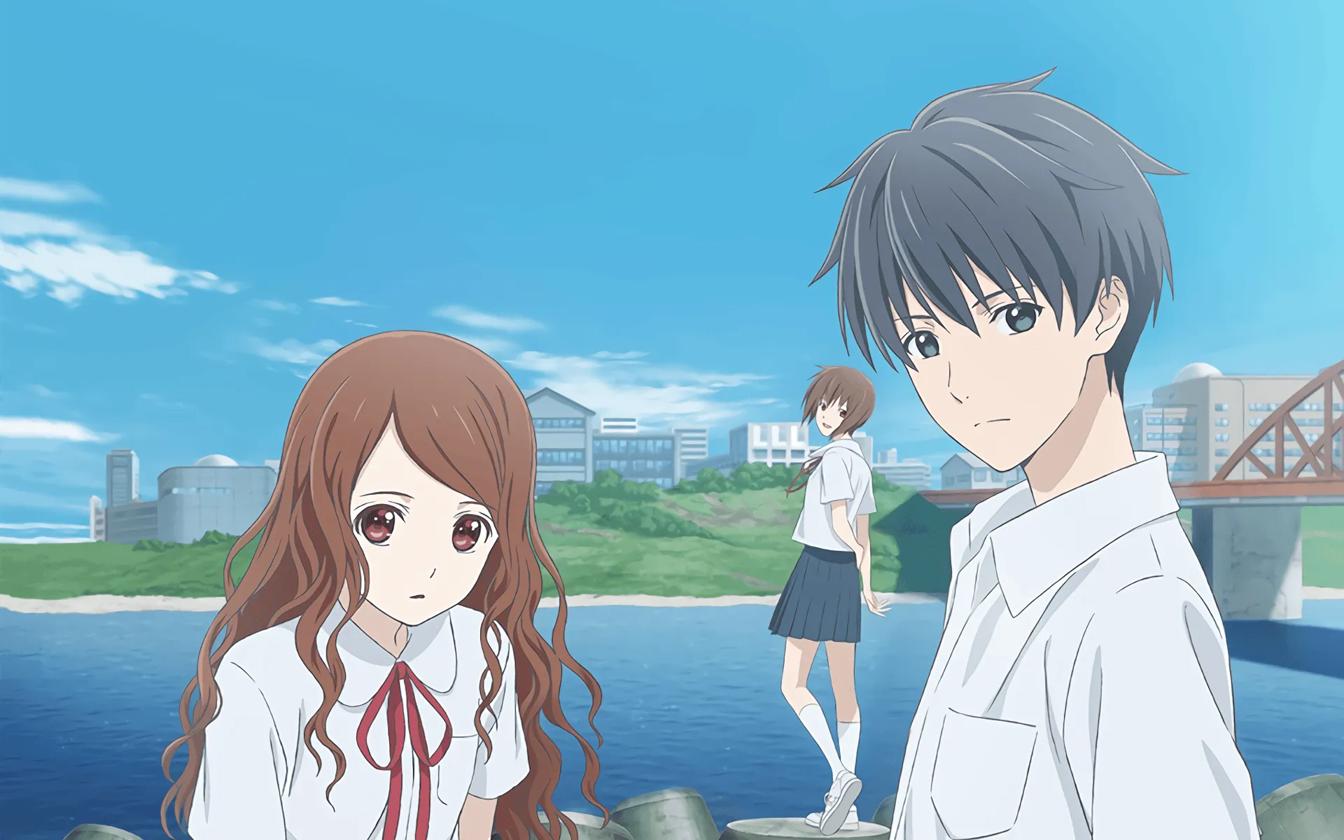 Sakurada Reset HD Wallpaper Featuring Sumire, Misora, and Kei in Serene Settingx1200