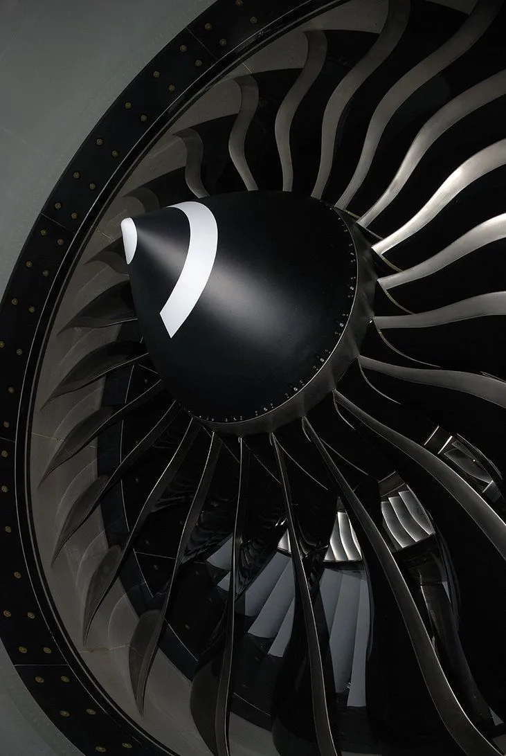 Aircraft Engine in Black and White. Aircraft maintenance tips, Aviation engineering study, Black and silver aircraft engine