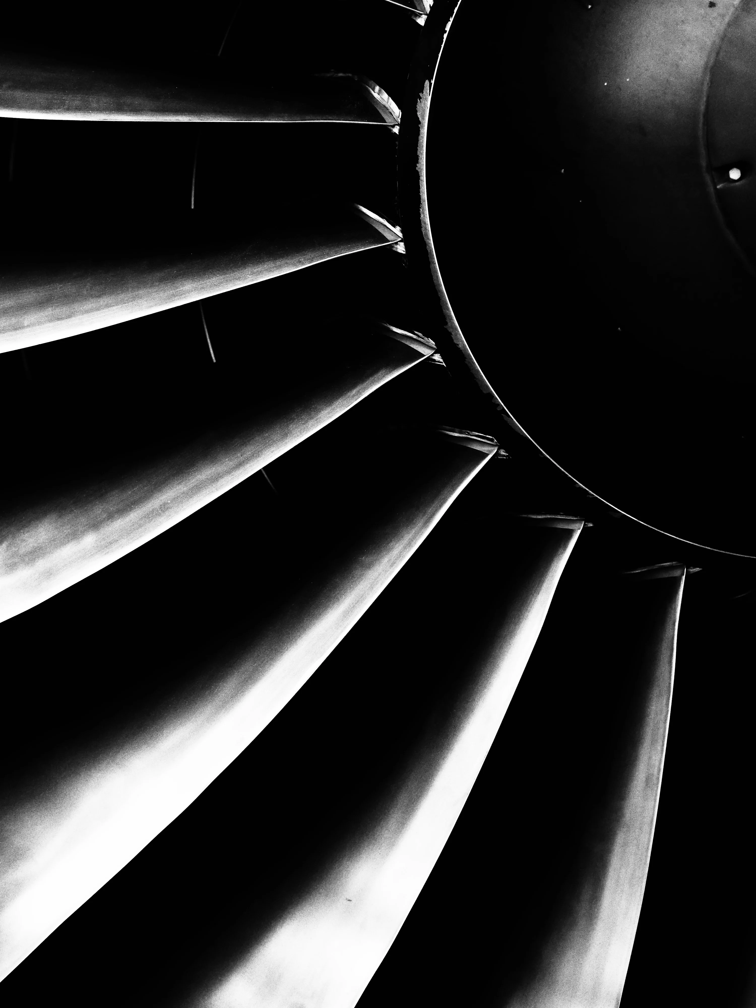 Close Up Of Jet Engine Fan Blades