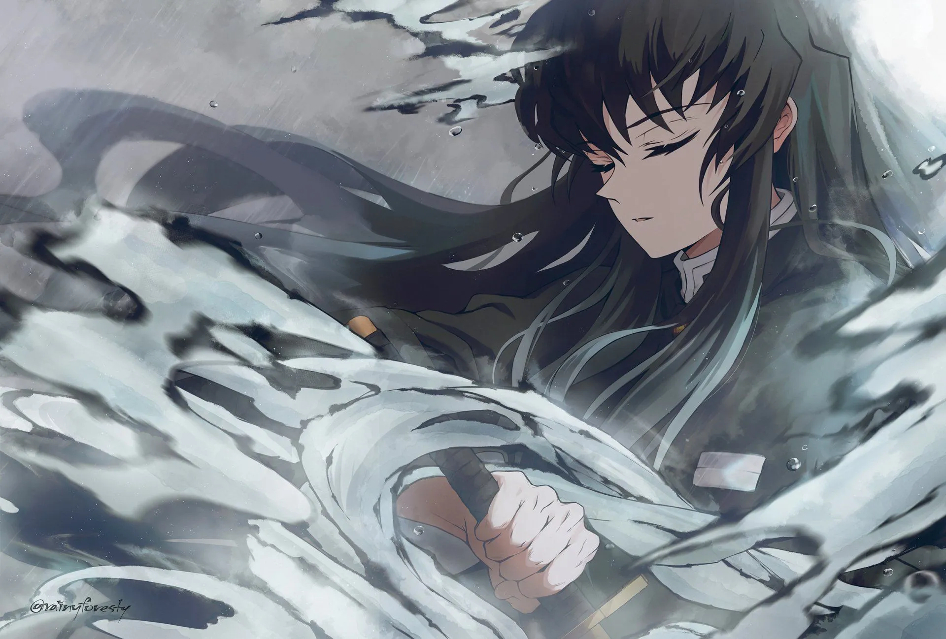 Muichiro Tokito HD Wallpaper Slayer Anime Art