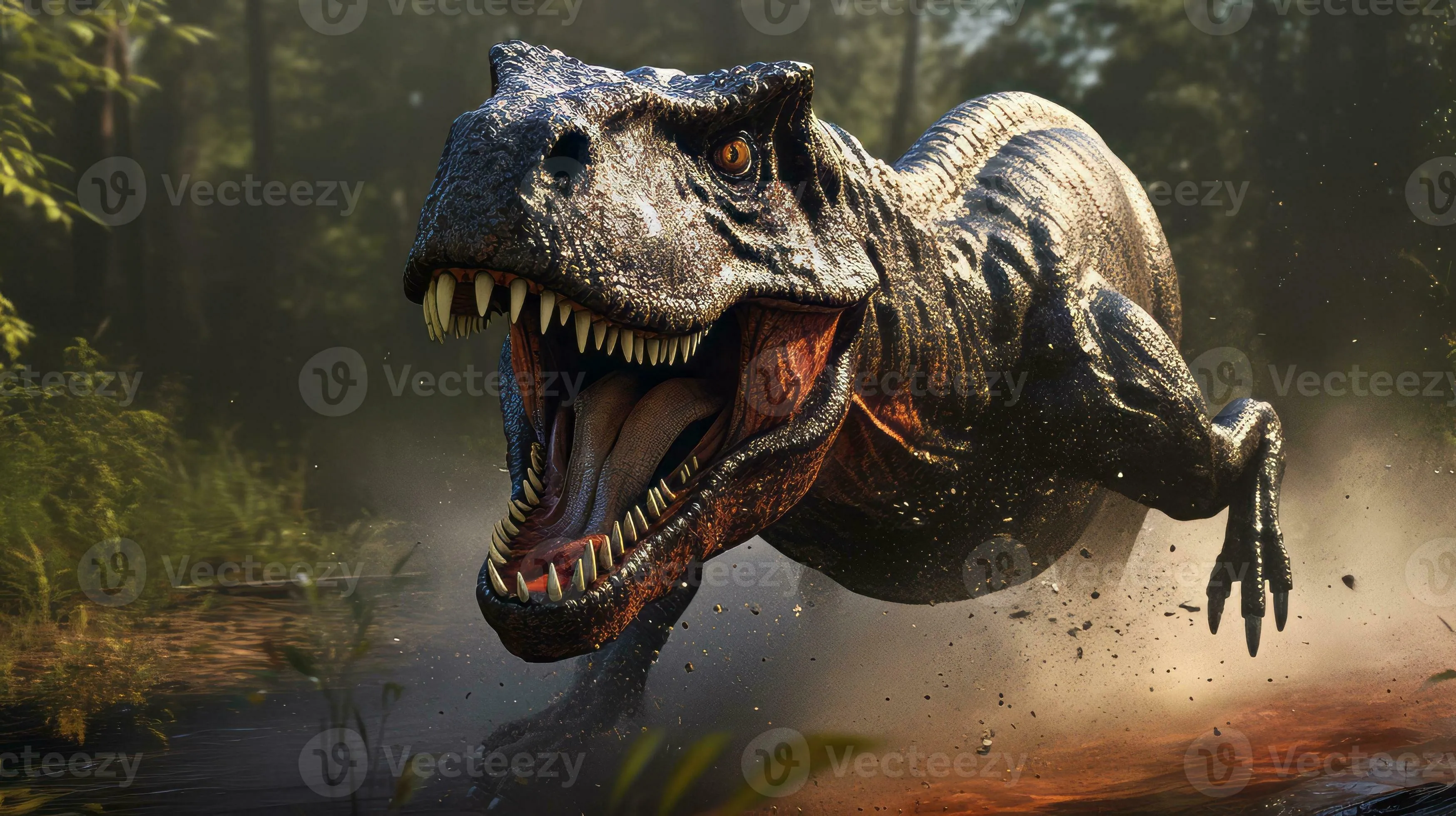 Gorgosaurus in pursuit of prey depiction