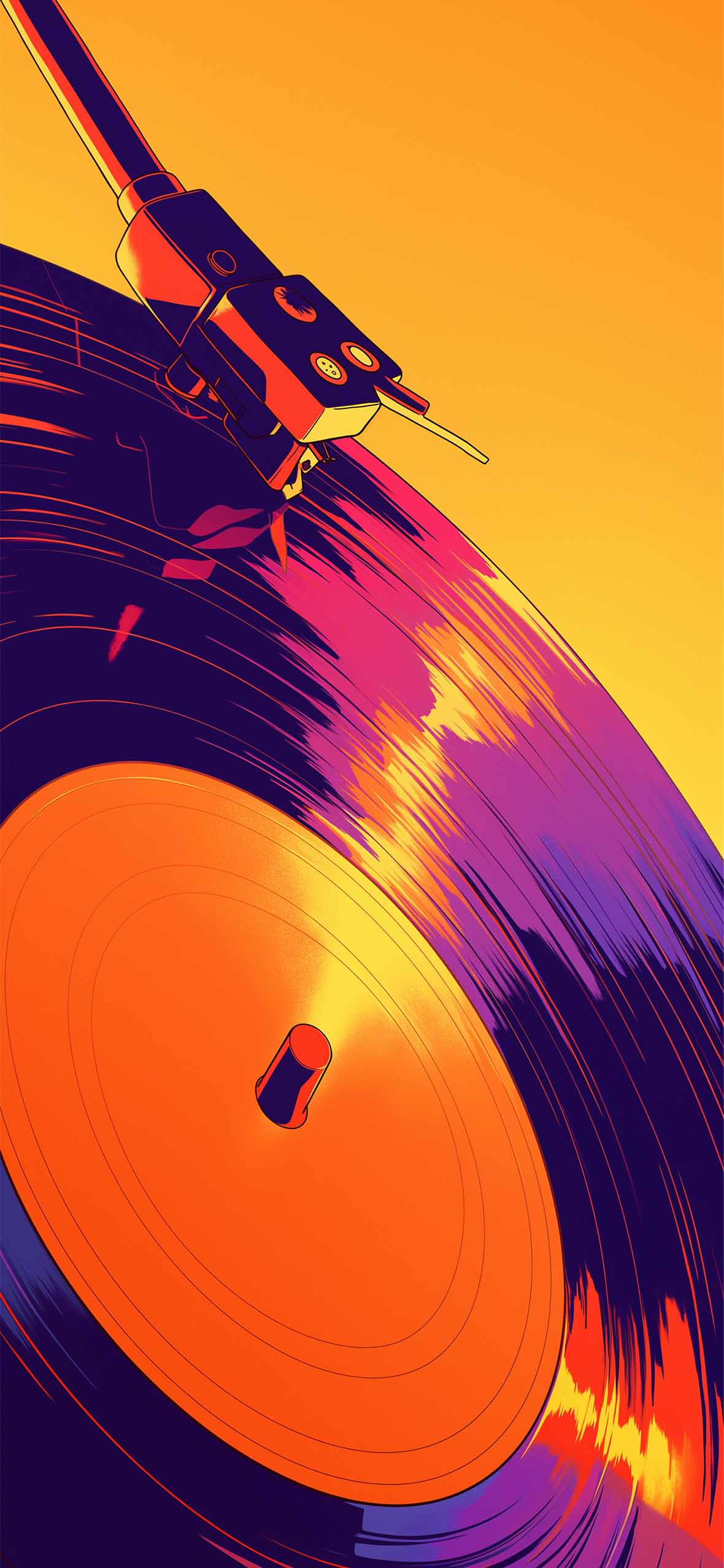 Retro Vinyl Record Player Wallpaper -Aesthetic Wallpaper iPhone