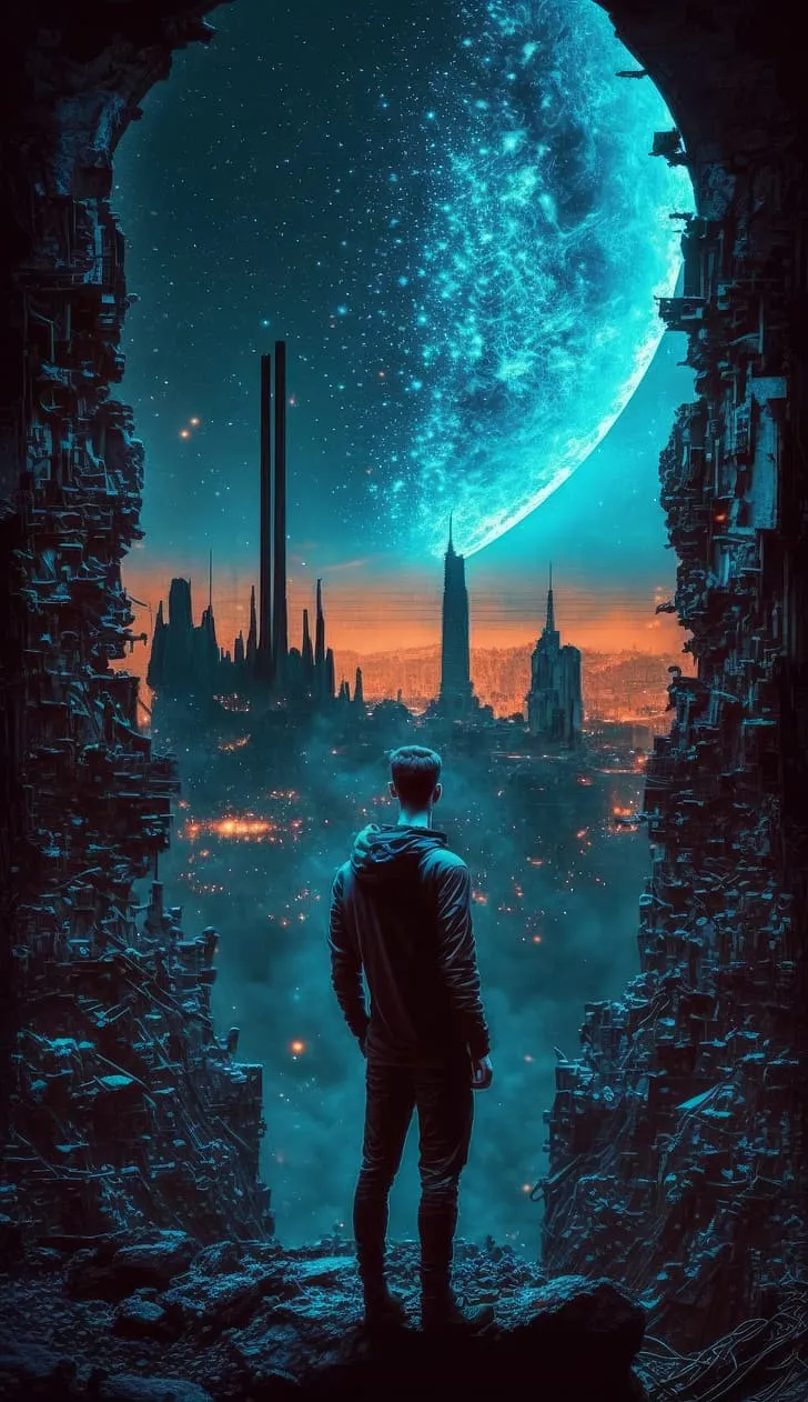 HD wallpaper: AI art, vertical, portrait display, science fiction, city