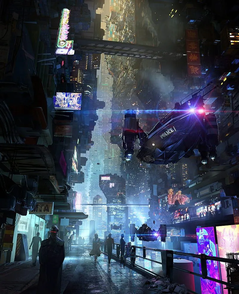 Cyber, cyberpunk, science fiction, fantasy art, digital art, HD phone wallpaper