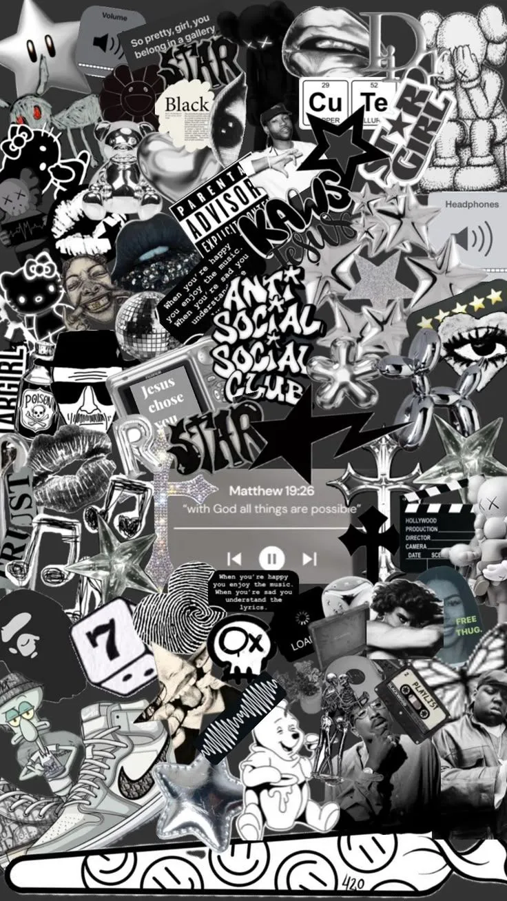 Wallpaper for ipad y2k. Modern y2k aesthetic, Black and grey y2k wallpaper, Widget