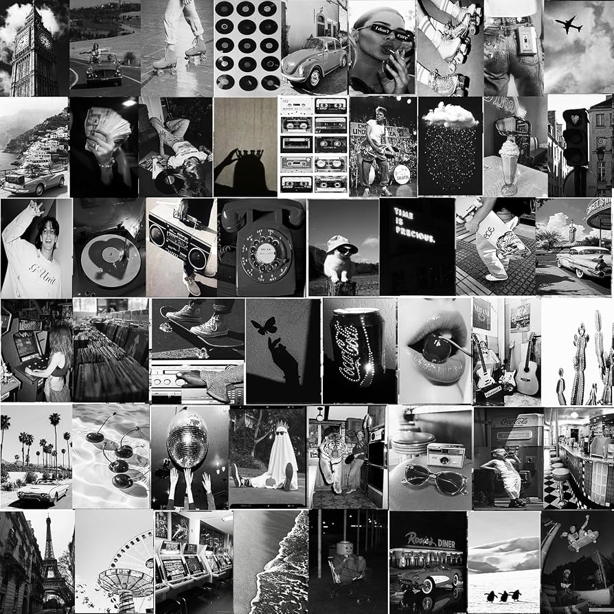 Michgar Black and White Wall Collage kit Picture for Wall Decor, 50 Set 4''x6''Prints Black and White Collage kit Room asthetic Image for Girls and Teen Boys.: Posters & Prints