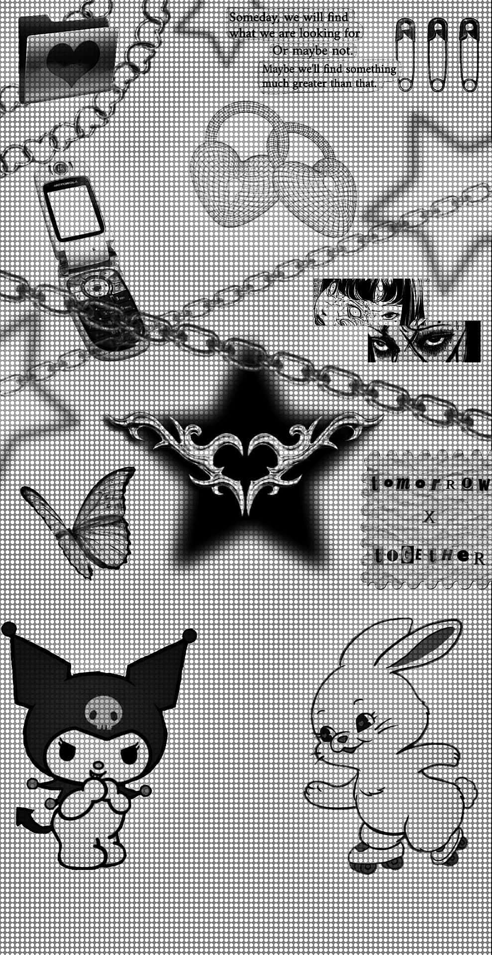 Download Black Y2 K Aesthetic Collage Wallpaper