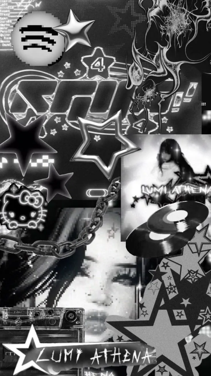 Black and White Y2K Wallpaper