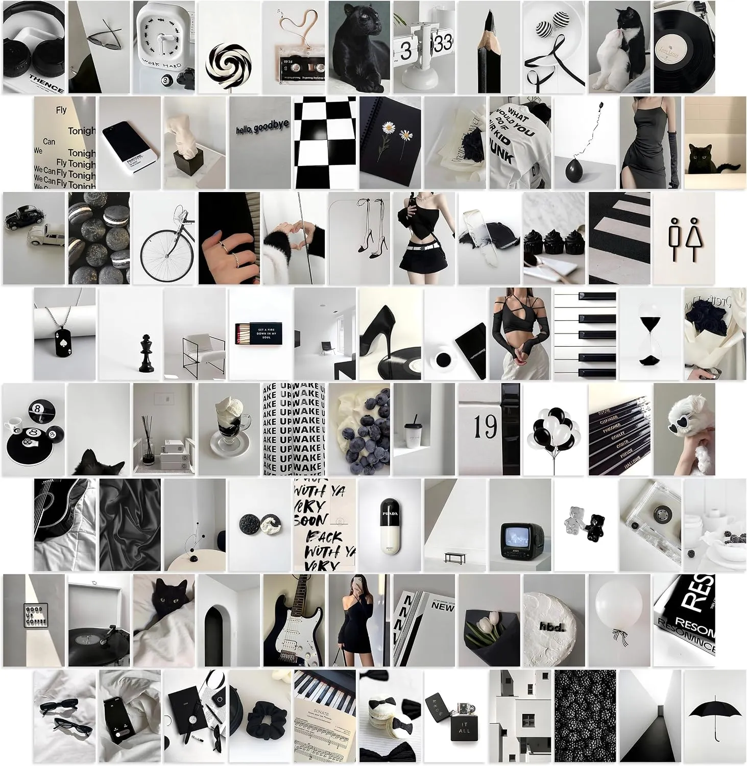 Y2K BOO Black and White Wall Collage Kit