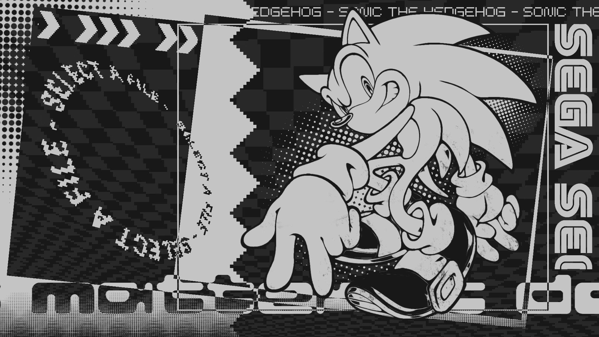 Y2K Sonic Monochrome Collage Live Wallpaper