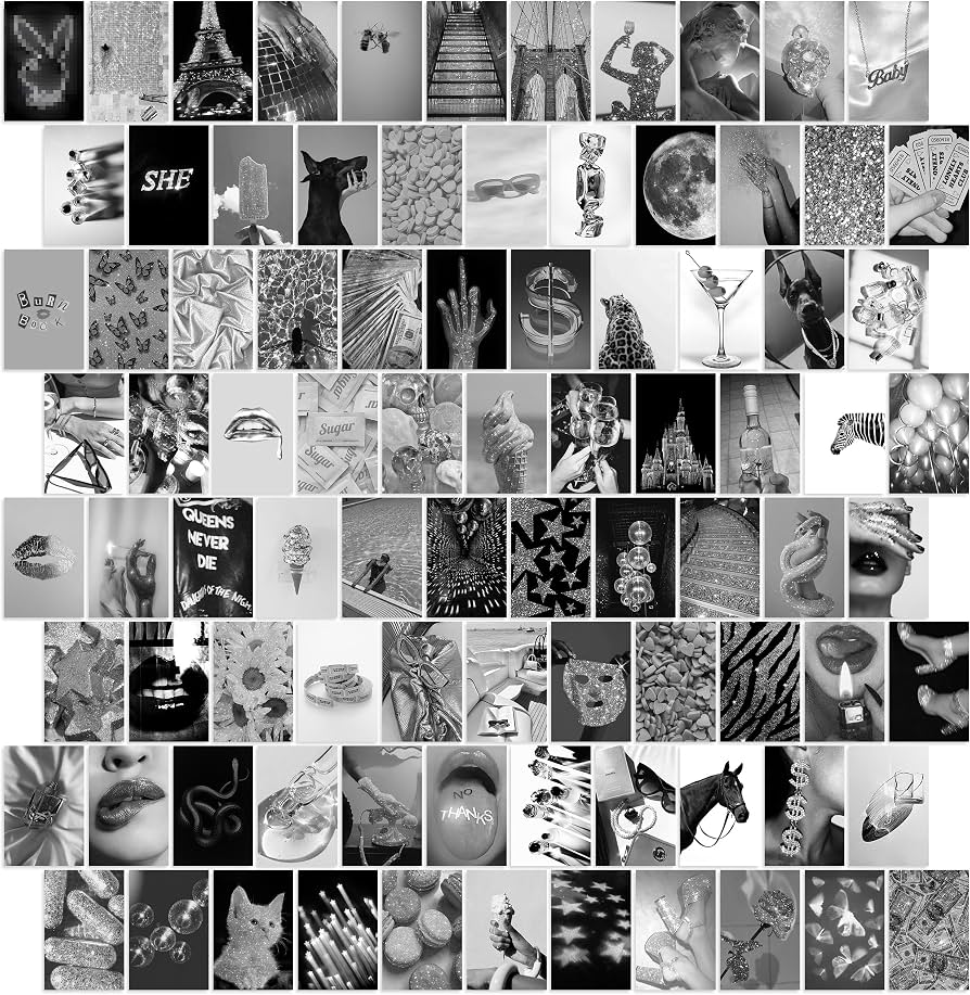 Y2K BOO Modern & Classic Black & White Aesthetic Wall Collage Kit