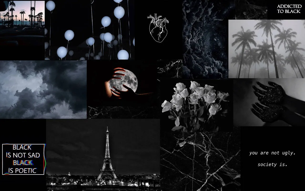 Download Indie Aesthetic Laptop Black Collage Wallpaper