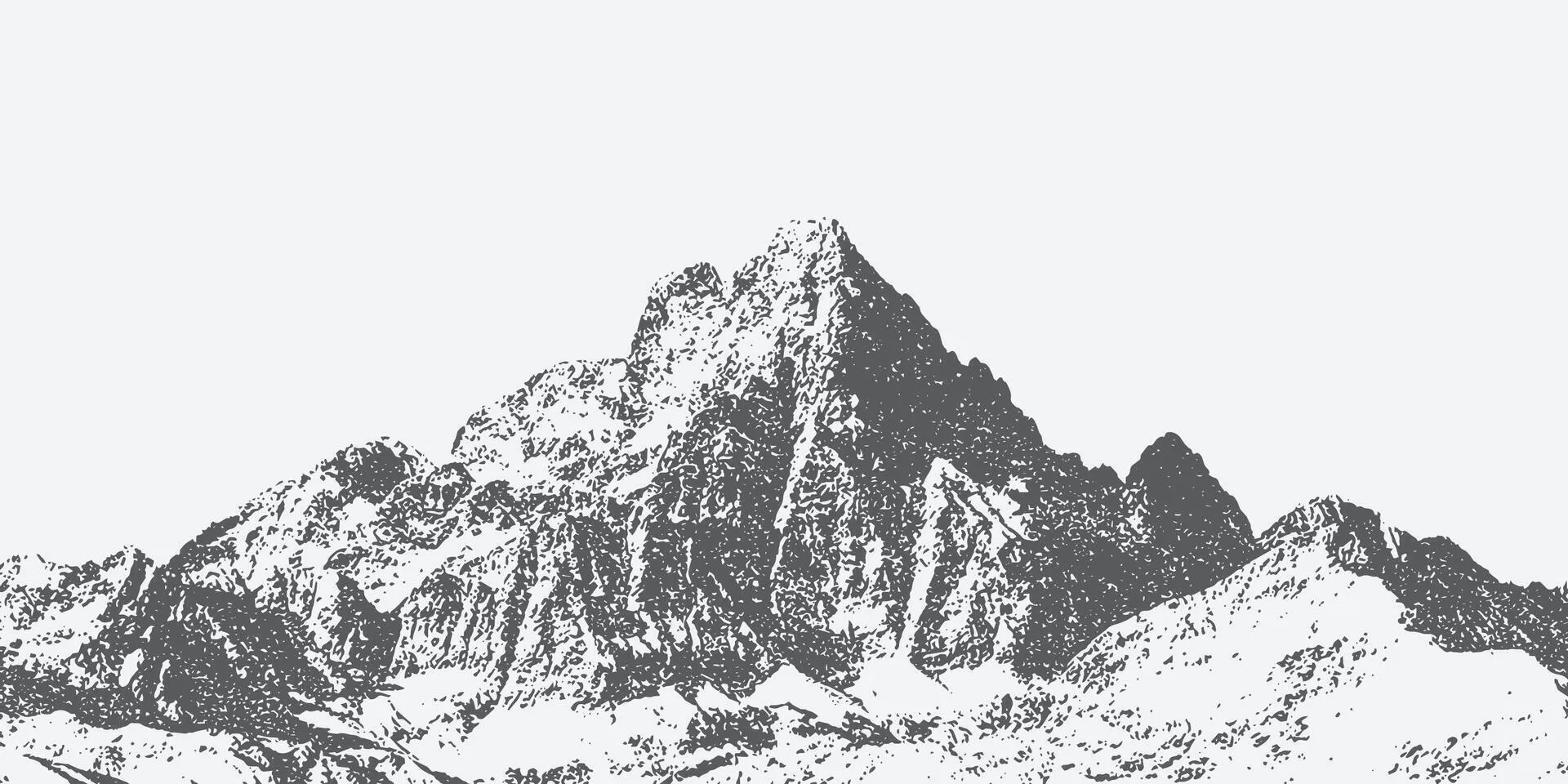 Halftone stipple effect on a mountain for a grunge punk Y2K collage design, Brutalist noisy retro photocopy background