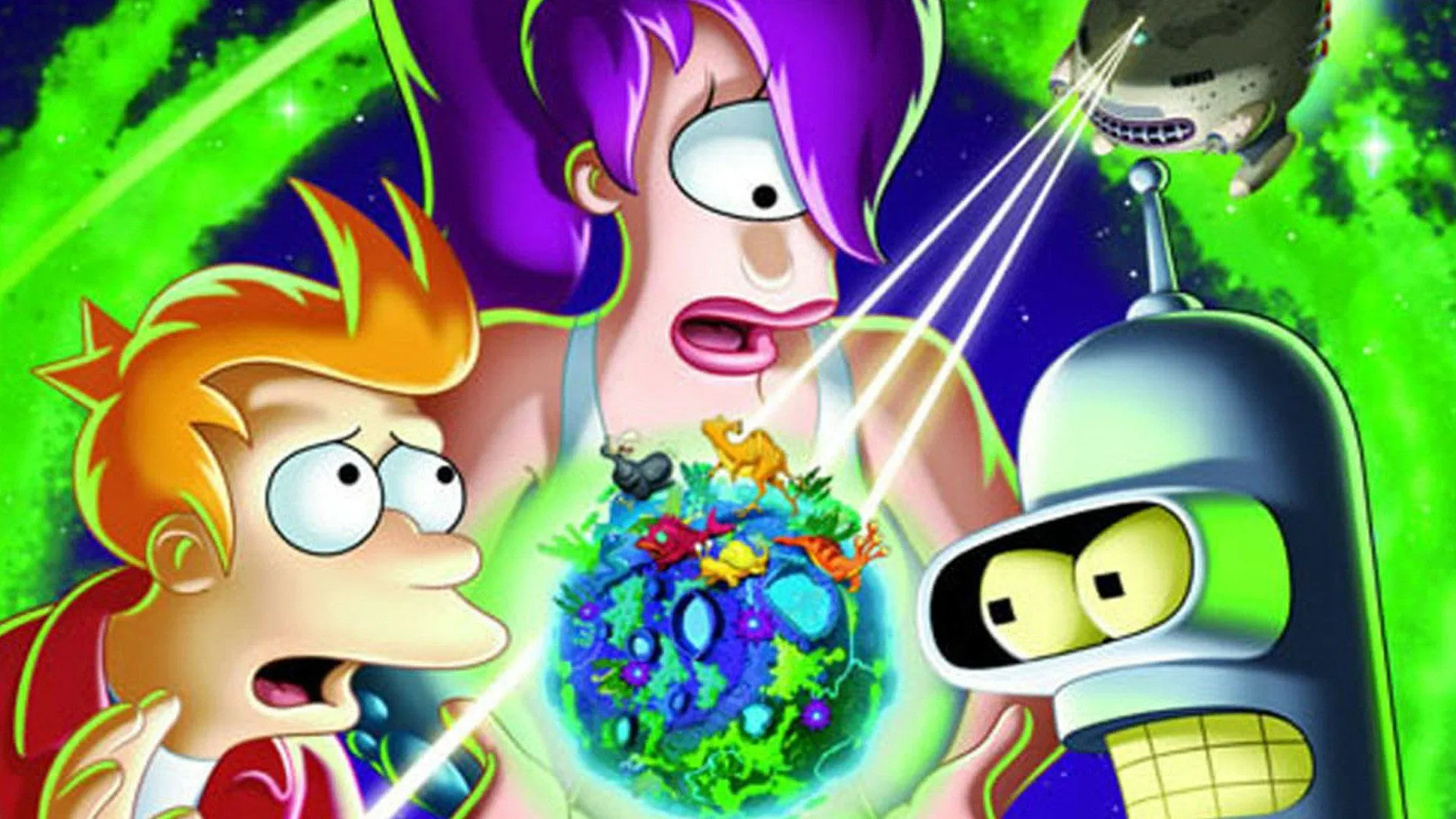 Futurama HD Wallpaper: Iconic Crew in Cosmic Adventurex1080