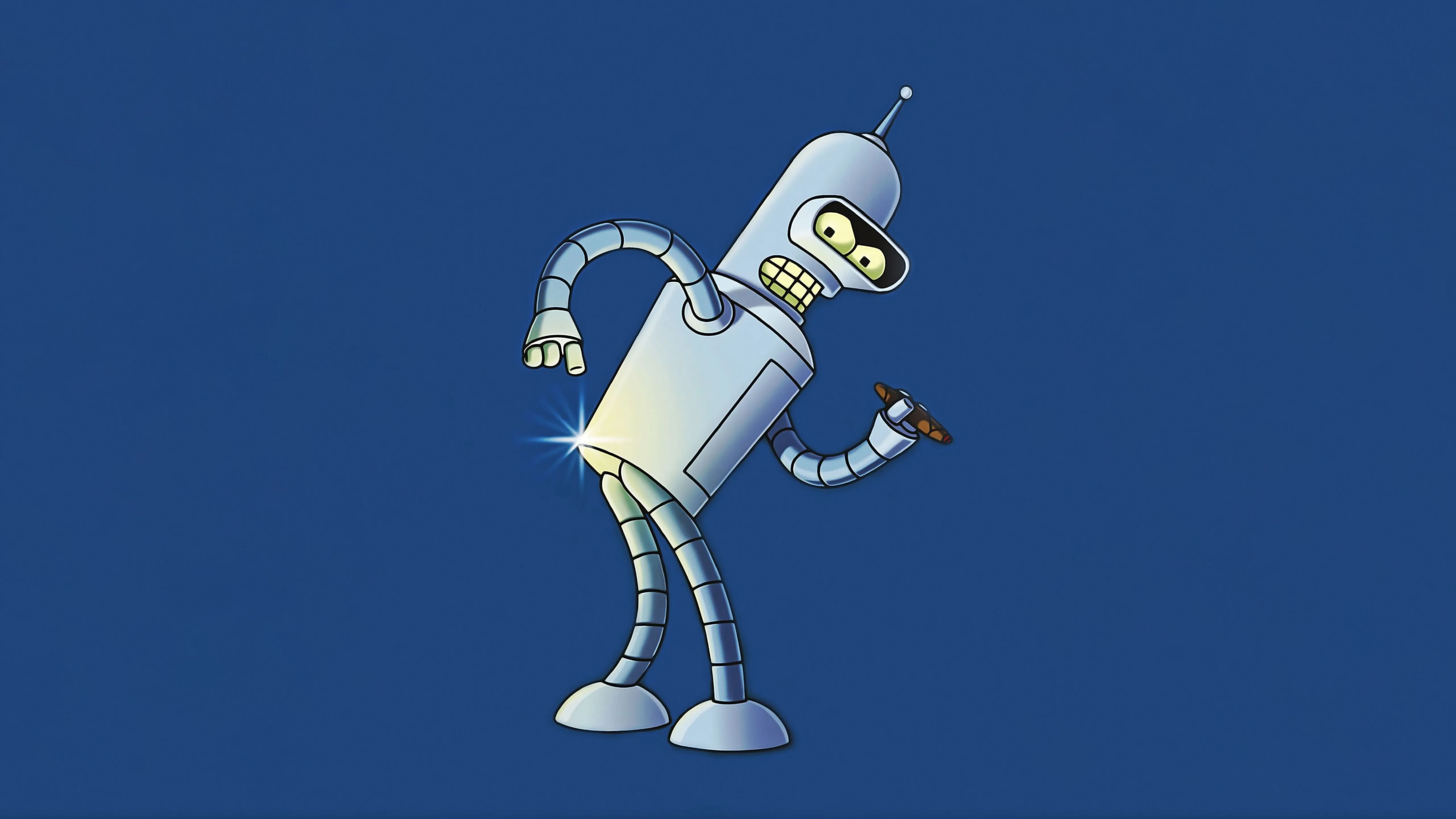 Bender (Futurama) Wallpaper 4K, Blue background, Funny, Cartoon
