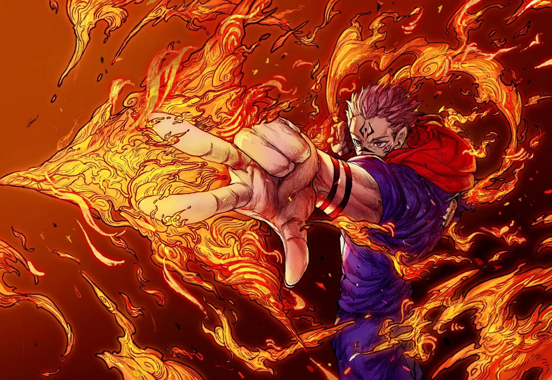 Sukuna's Flame Fury Ultra HD Jujutsu Kaisen Wallpaper by さとし【SATOSHI】x2820