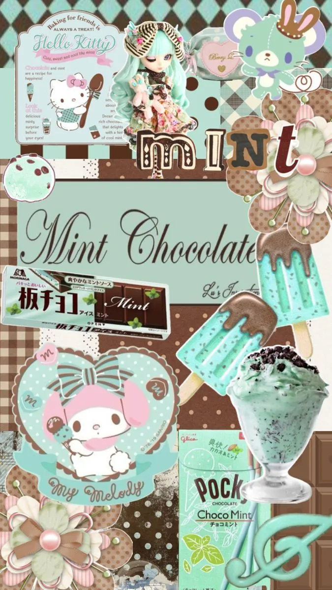 Mint chocolate chip ice cream. Jelly wallpaper, Mint chocolate aesthetic, Choco mint