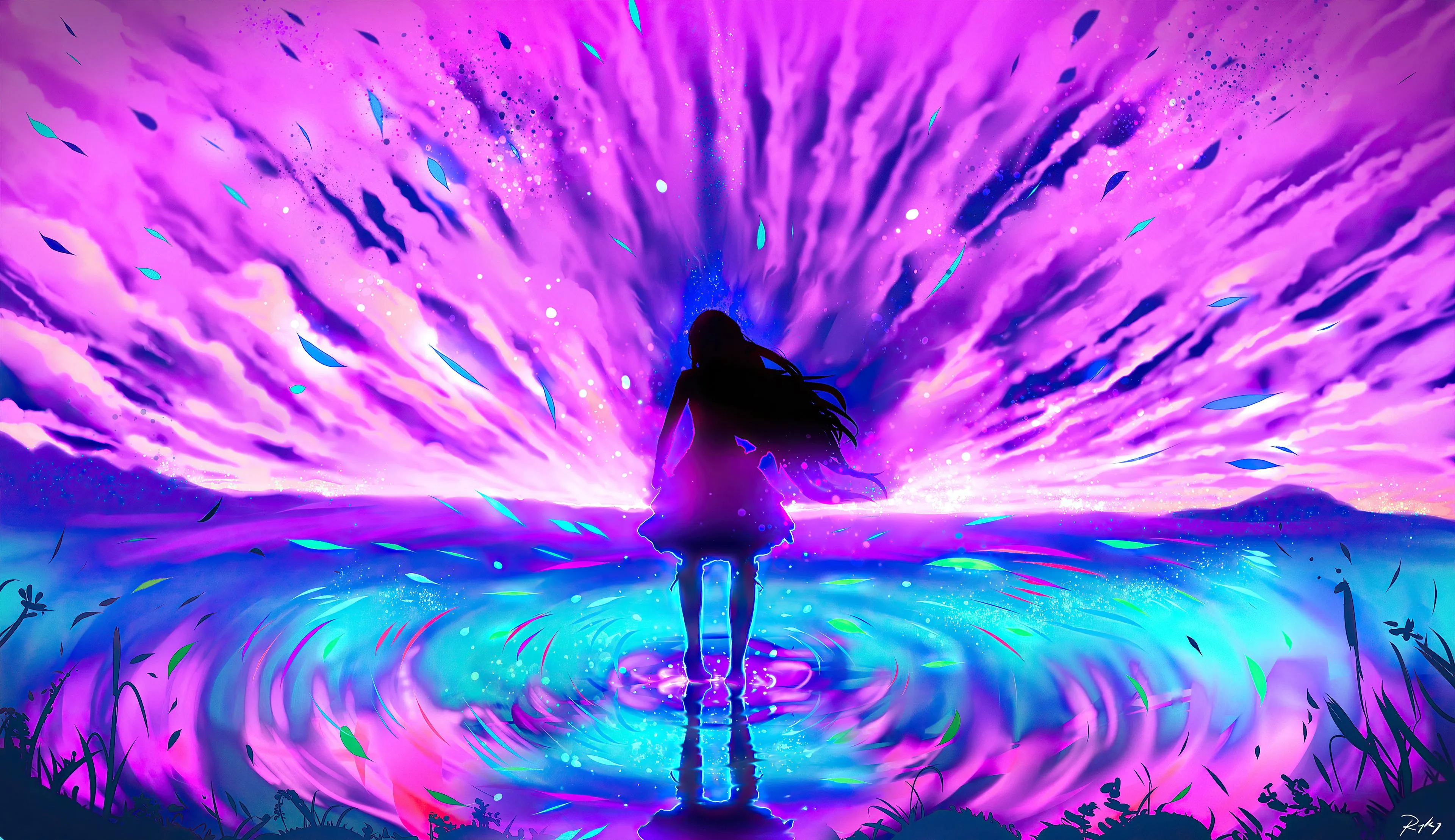 Girl Pink Reflection Waves 4k Chromebook Pixel , HD 4k Wallpaper Image, Background, Photos and Picture