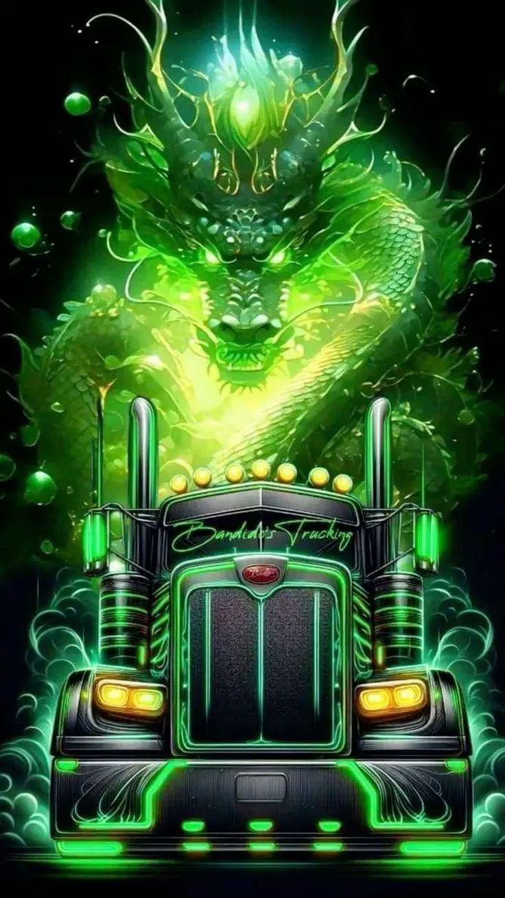 Neon Green Semi Truck Wallpaper. Peterbilt wallpaper, Big rig wallpaper, Dragon artwork