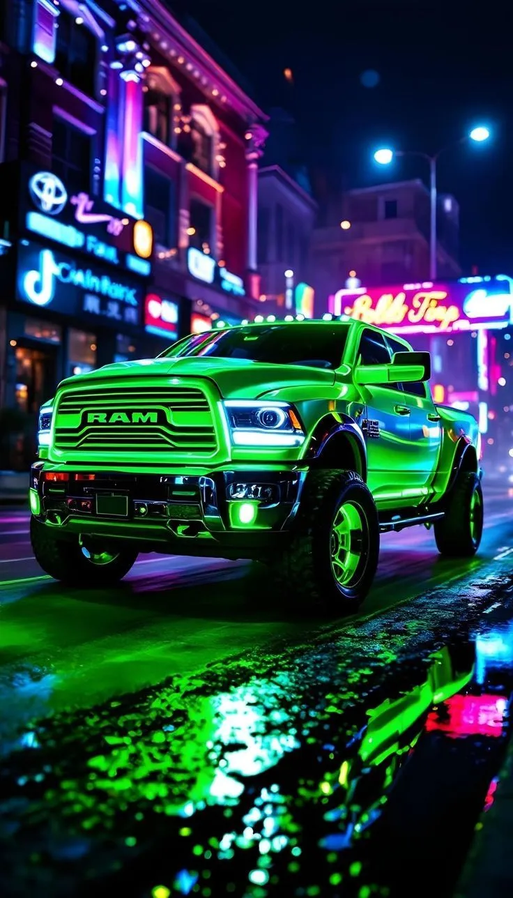 Ram car wallpaper. Dodge truck wallpaper, Gmc truck with neon lights, Ram autos