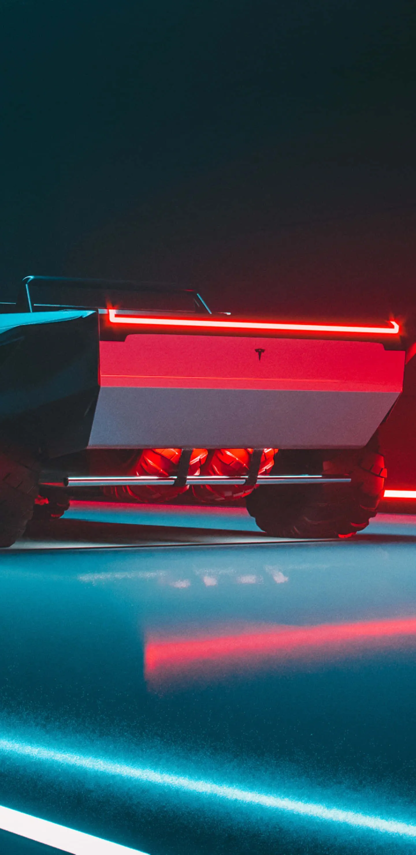 Download a futuristic car with neon lights on the road Picture
