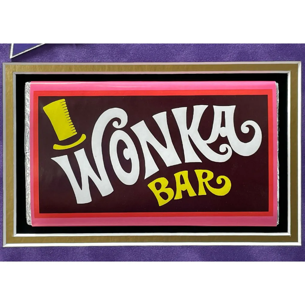 Willy Wonka Kids x5 Signed Wallpaper Framed Gobstopper Bar Collage JSA COA Auto