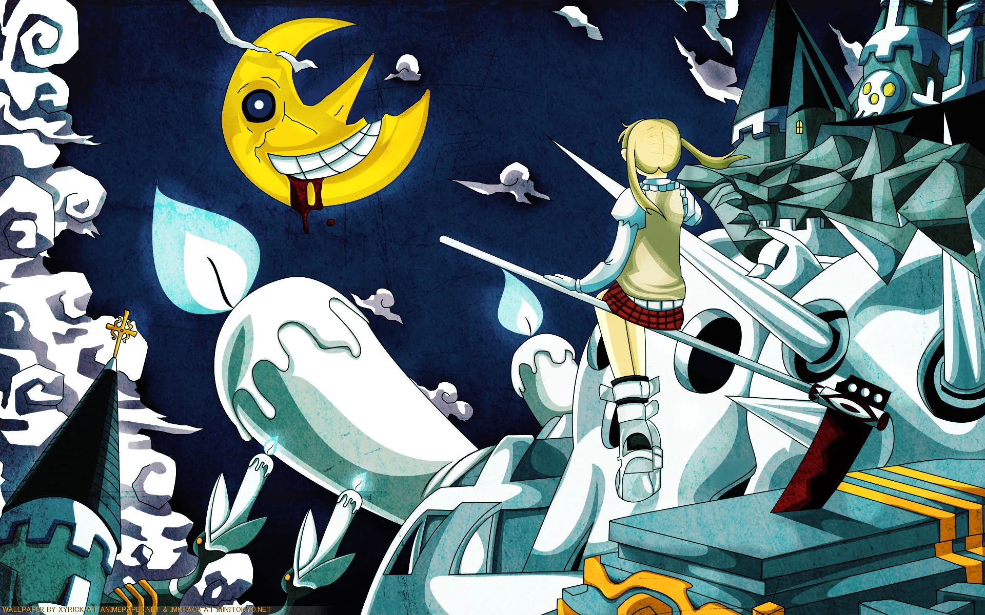 Soul Eater HD Anime Wallpaper: Night of the Crescent Moon and Brave Fighterx1200