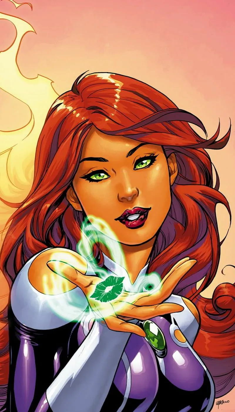 Starfire, 64, comics, dc, fire, star, HD phone wallpaper