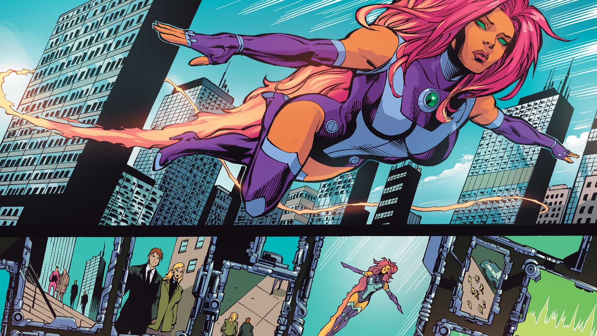Download Red Hair Flying DC Comics Starfire (DC Comics) Comic Teen Titans HD Wallpaperx1080