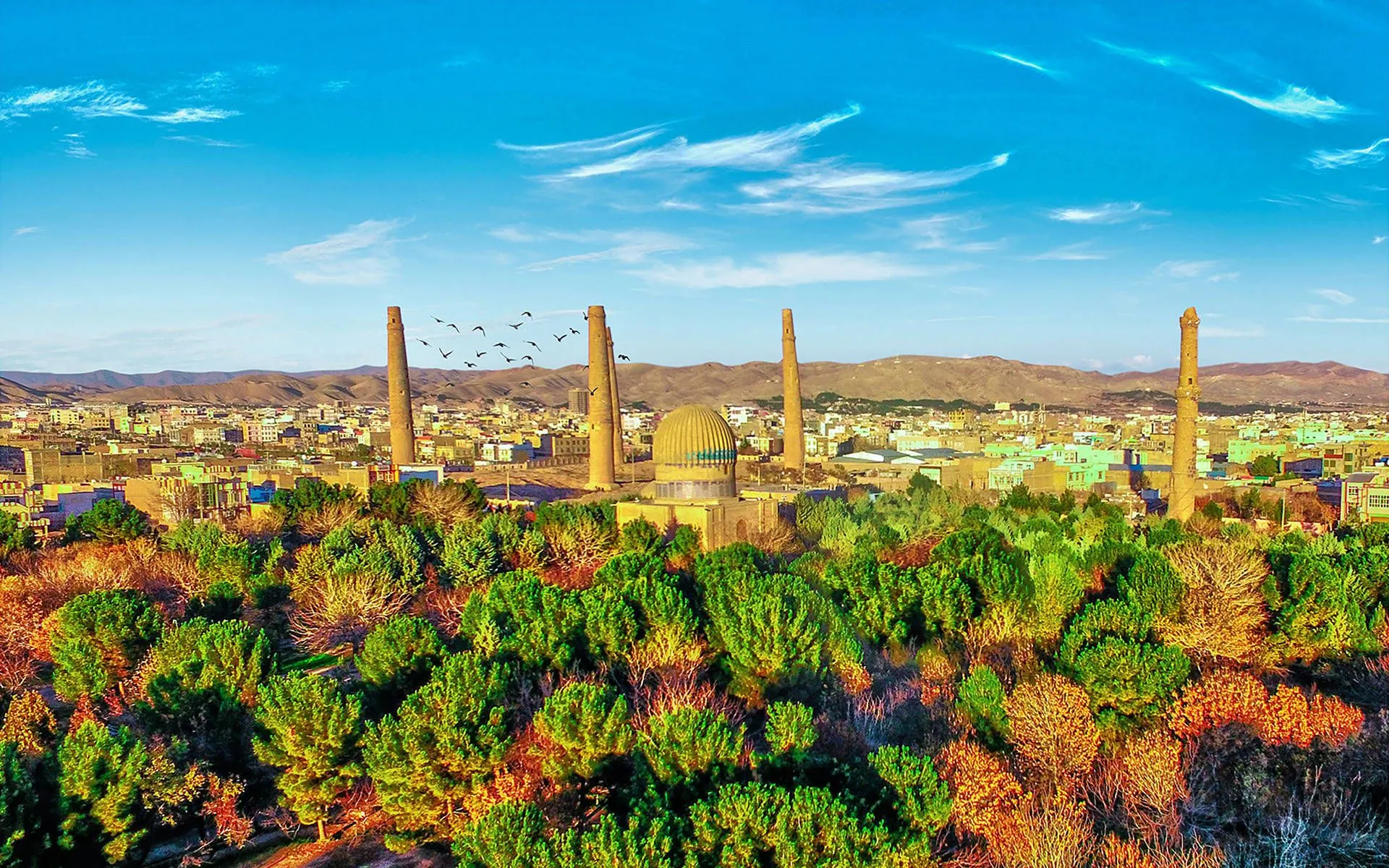 Download Vibrant Aerial Afghanistan Skyline Wallpaper