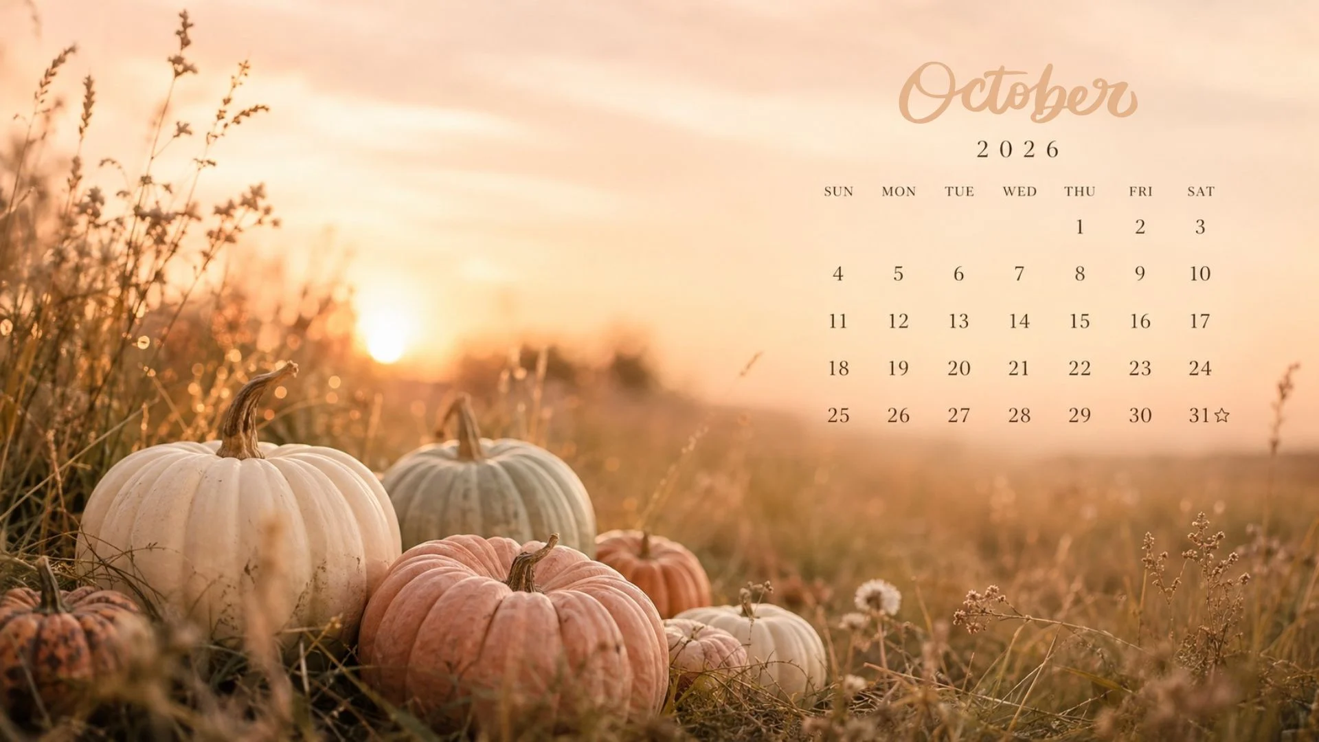 Free October 2026 Desktop Calendar Background