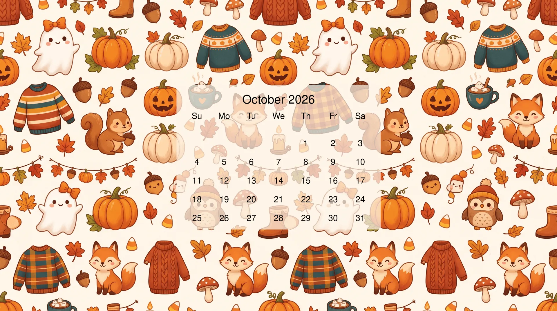 Download October 2026 Calendar 4k Ultra HD Wallpaper