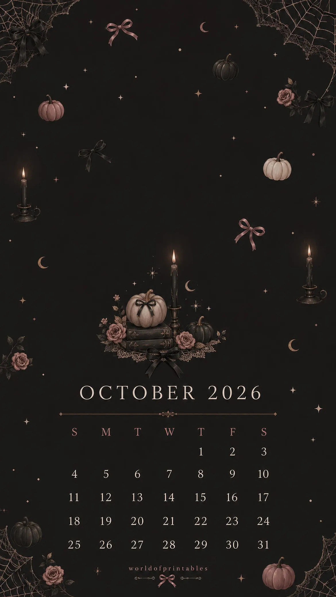 Free October 2026 Calendar Phone Wallpaper