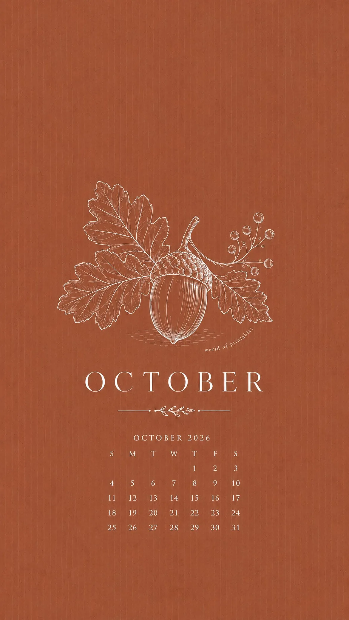 Free October 2026 Calendar Phone Wallpaper
