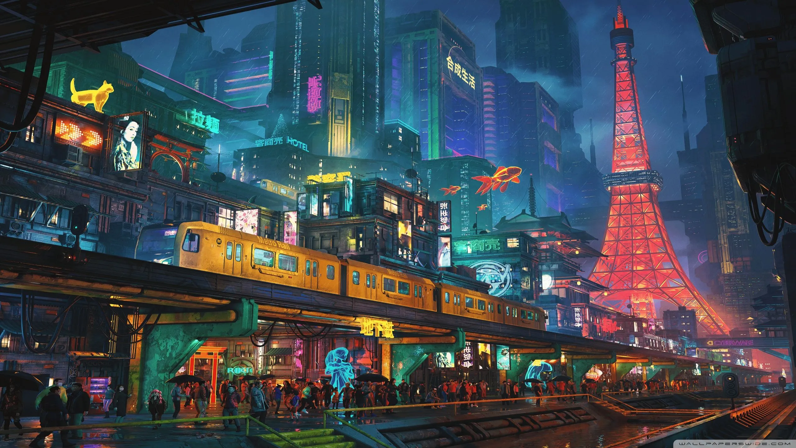 Cyberpunk Street Digital Art 4k Desktop Wallpapers - Wallpaper Cave