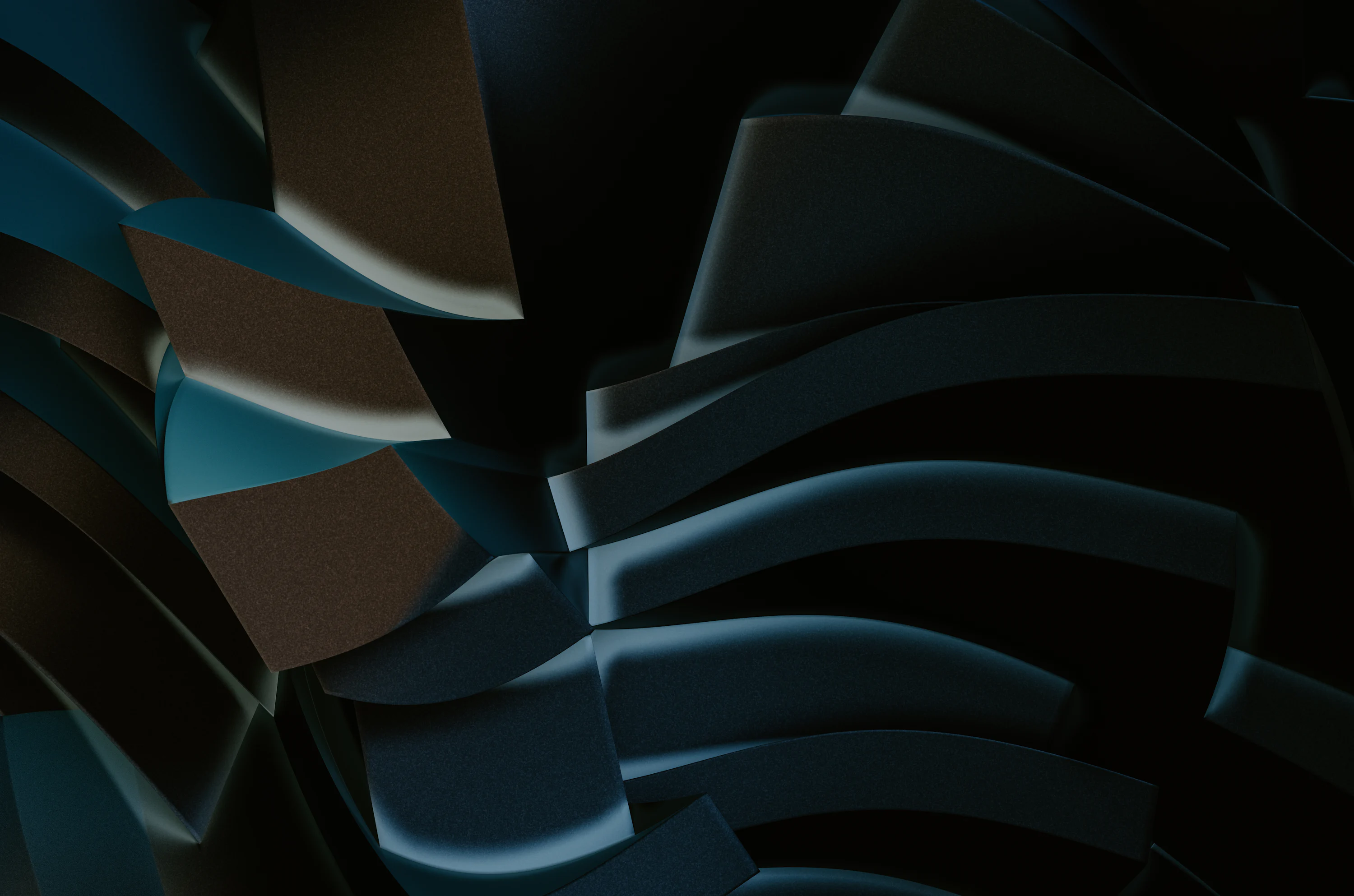 A black and blue abstract background with curved shapes