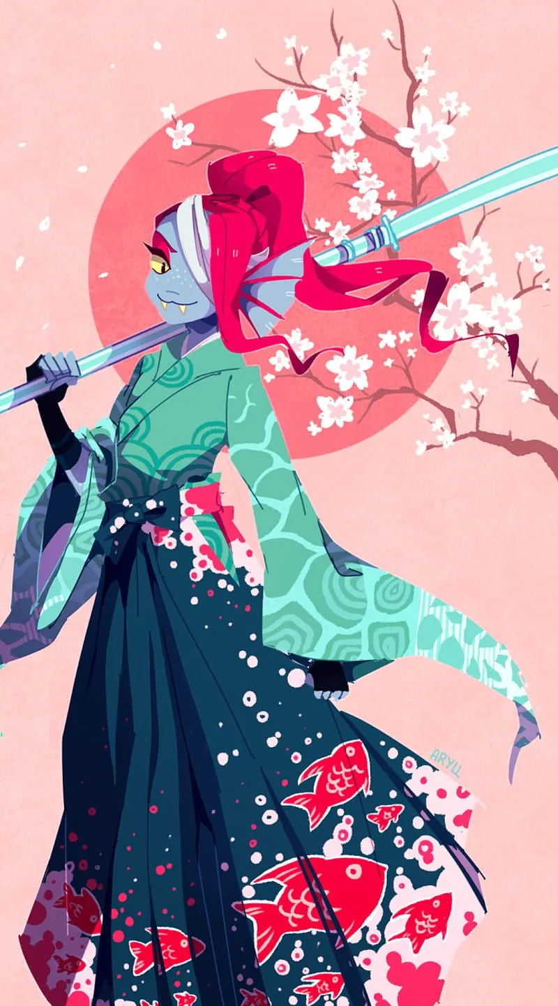 Undyne Kimono, frisk, muffet, papyrus, sans, undertale, HD phone wallpaper