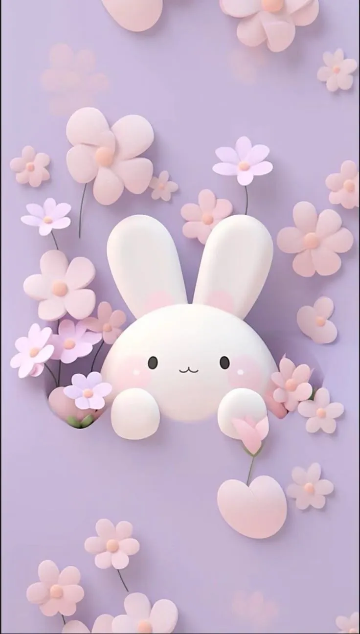 Cute Rabbit Wallpaper for Your Phone. Cute bunny wallpaper iphone, Cute purple bunny, Easter wallpaper