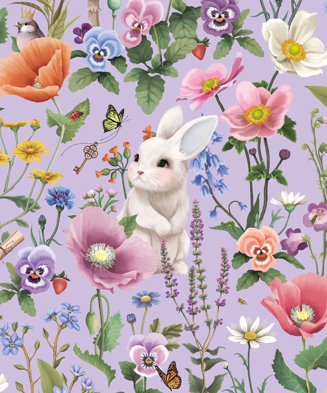 Garden Of Bunnies Wallpaper / Lilac / Double Roll