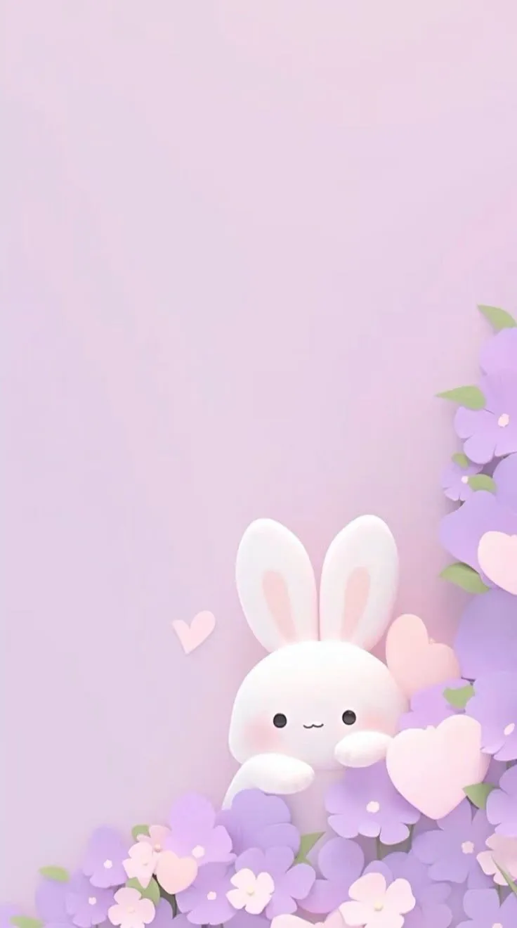 Girly iPhone Wallpaper with Cute Bunny. Cute bunny wallpaper iphone, Pink bunny background, Purple bunny
