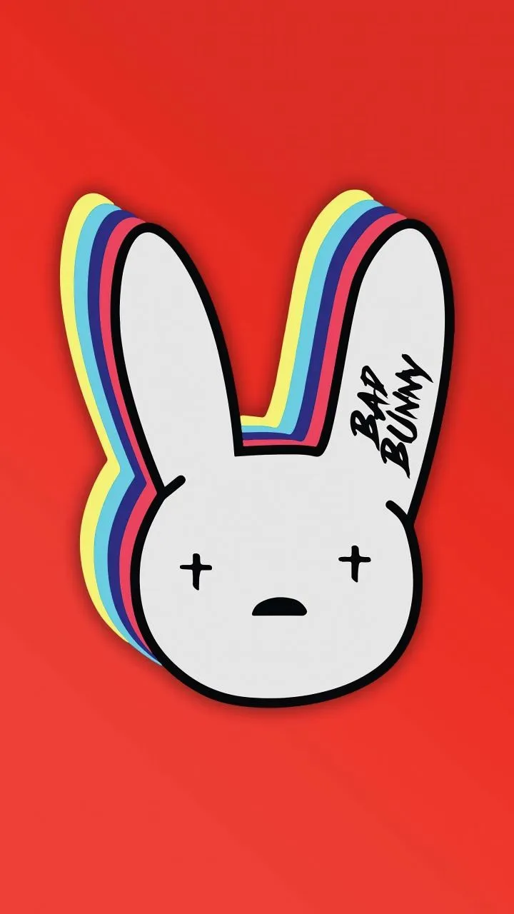 Bad Bunny Wallpaper 4K, Logo, Cartoon, Orange background
