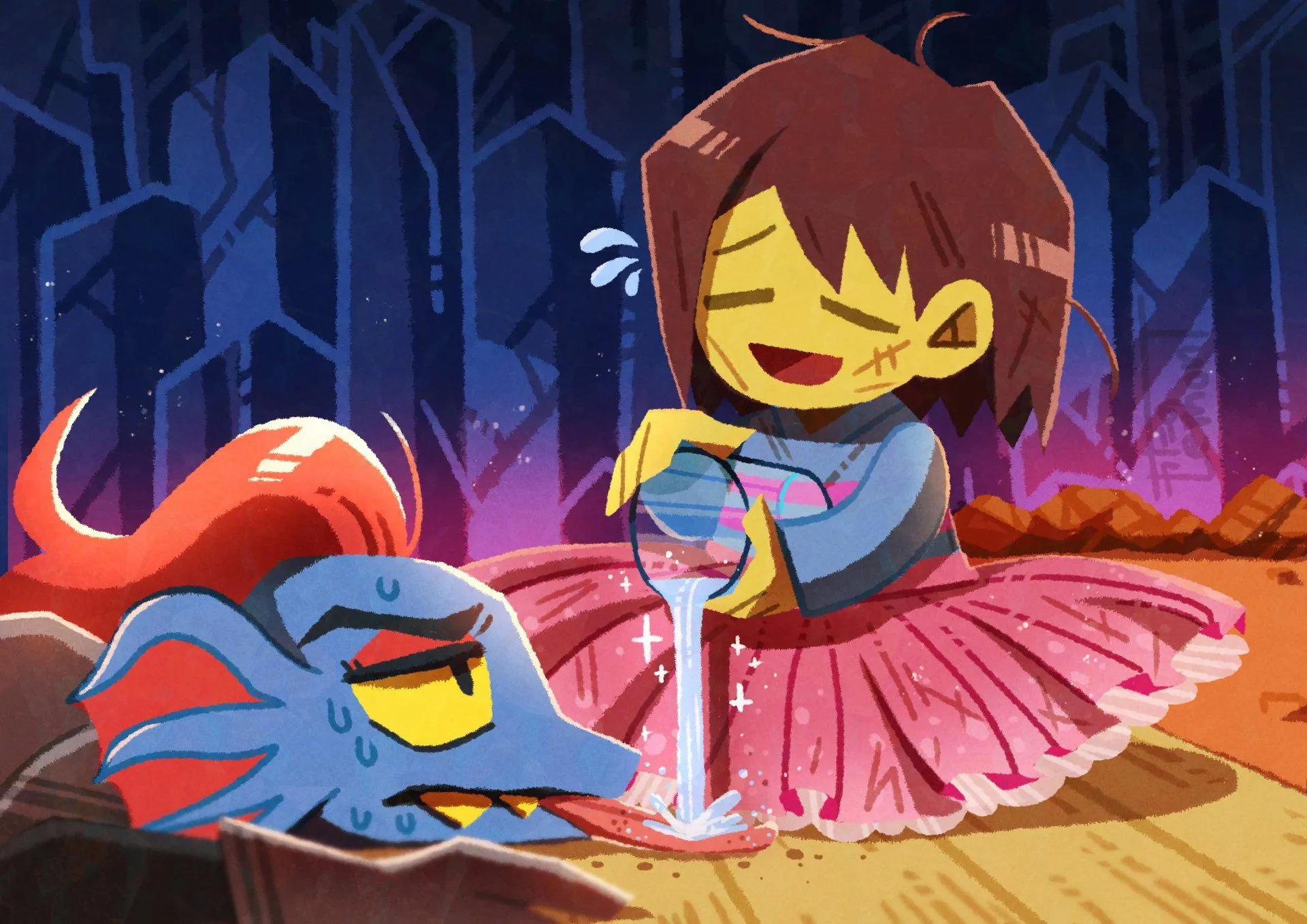 Undertale 4K: Undyne & Frisk Epic Adventure Wallpaper by 綿野レモンTx2894