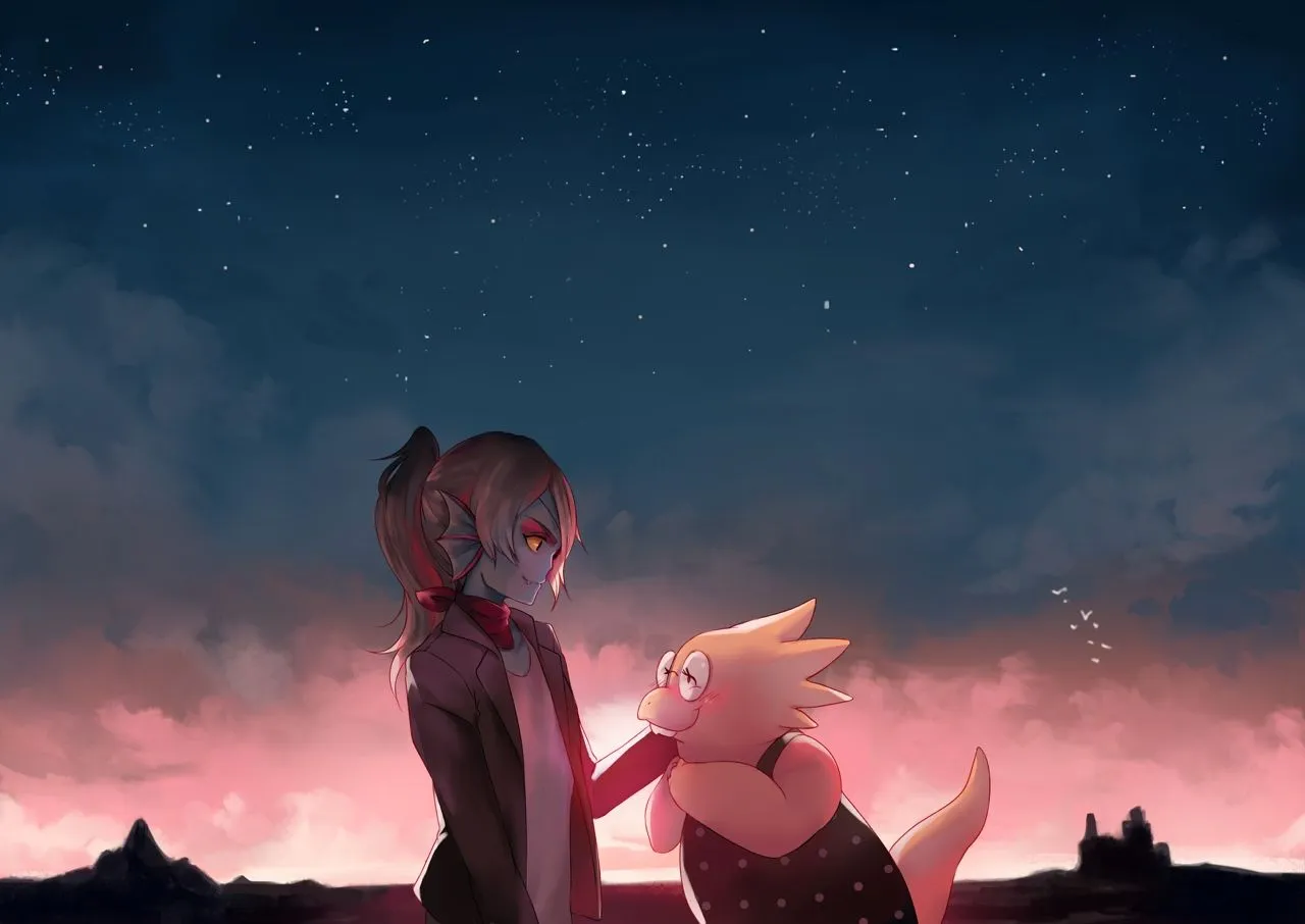 Cute Alphys X Undyne (stefmari)