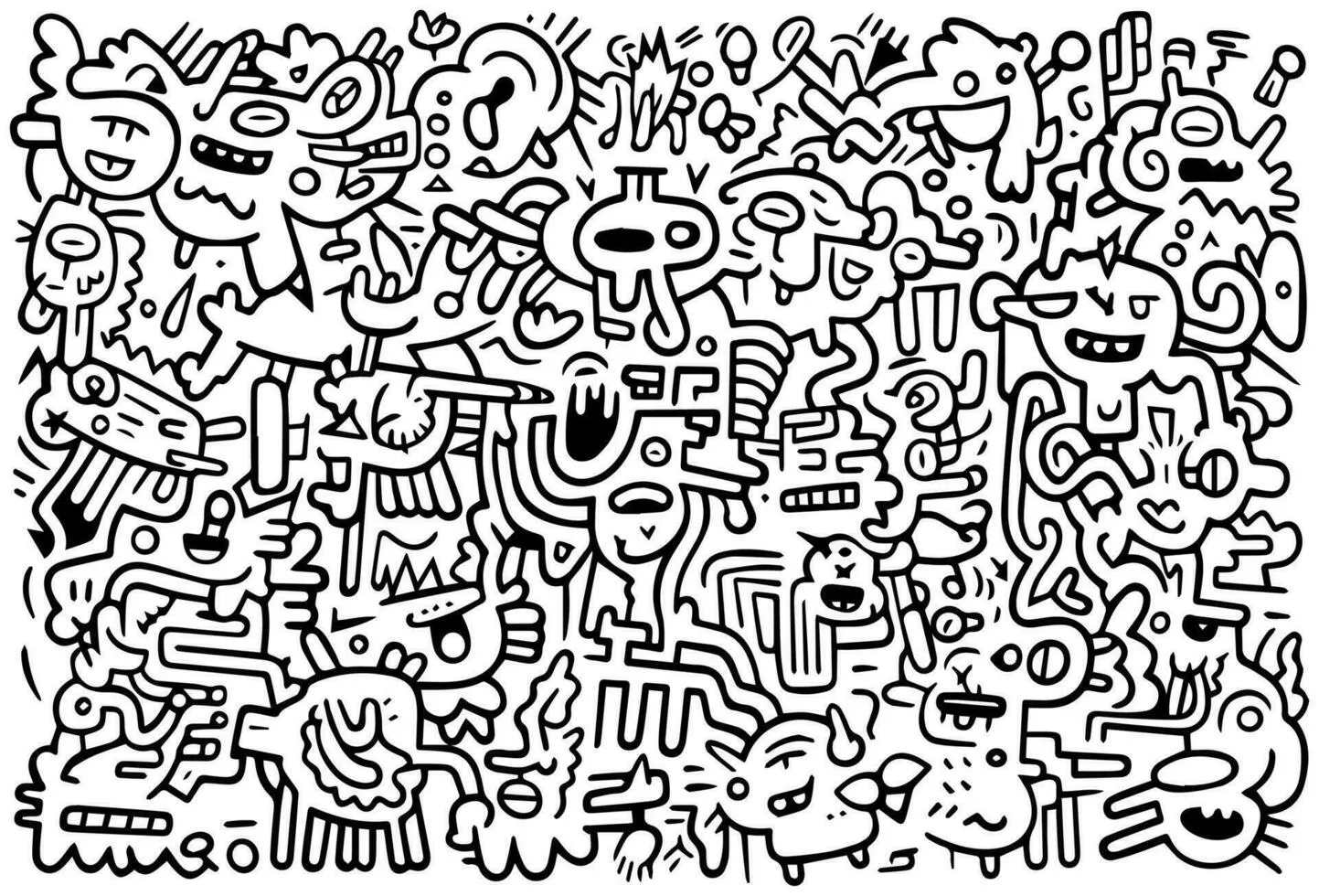 doodle hand drawn simple trendy wallpaper , doodle art pattern vector