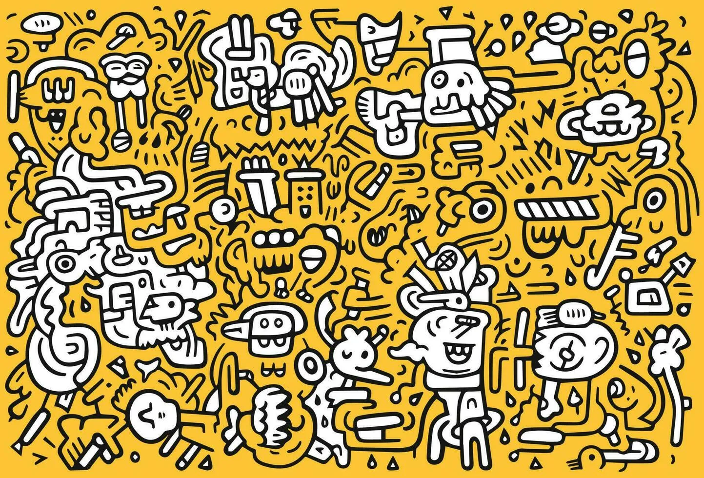 doodle hand drawn simple trendy wallpaper , doodle art pattern vector