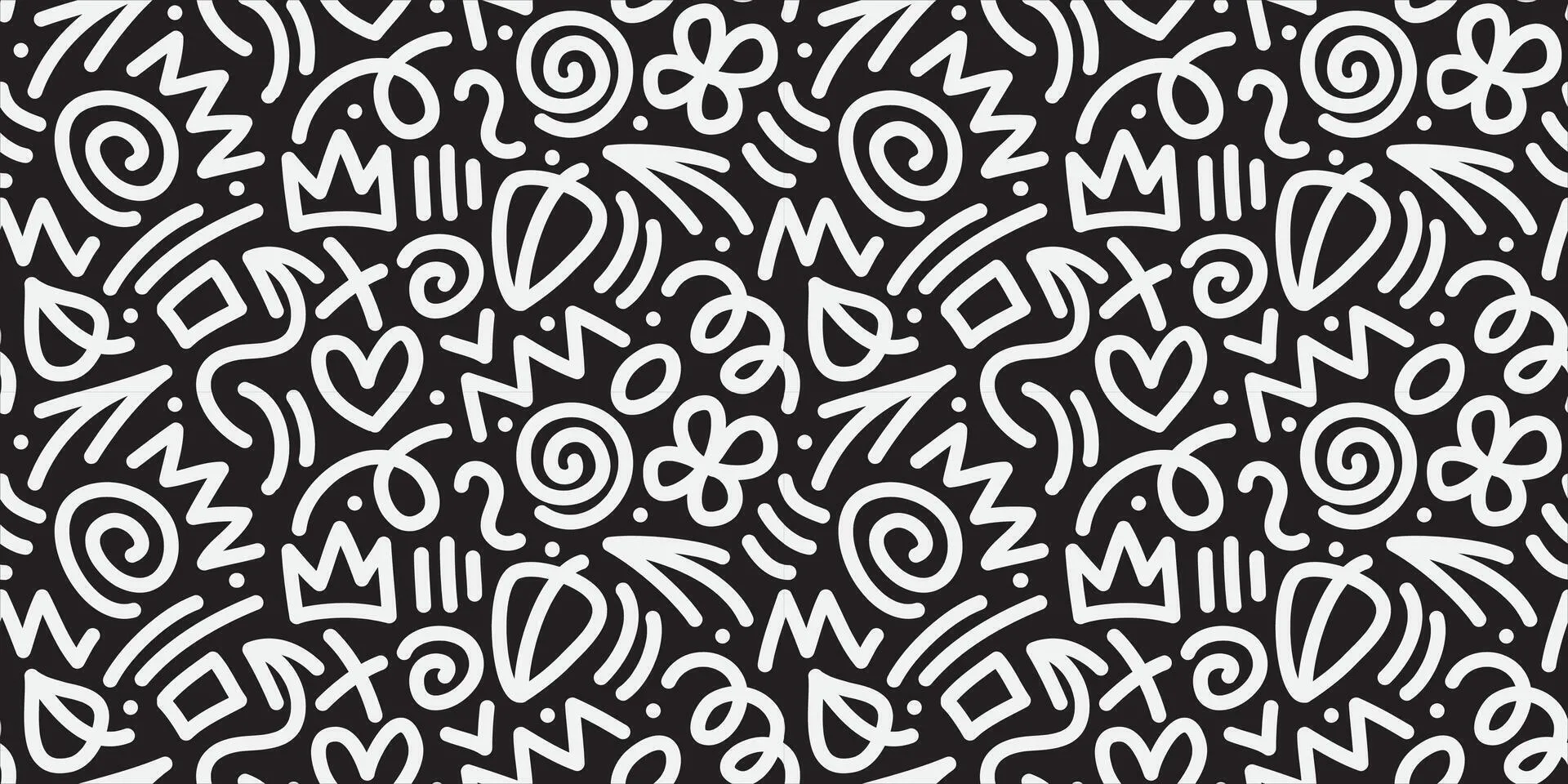 black and white line doodle pattern. Collection of creative abstract art background for children or festive celebration designs. Simple childish doodle wallpaper print texture bundle