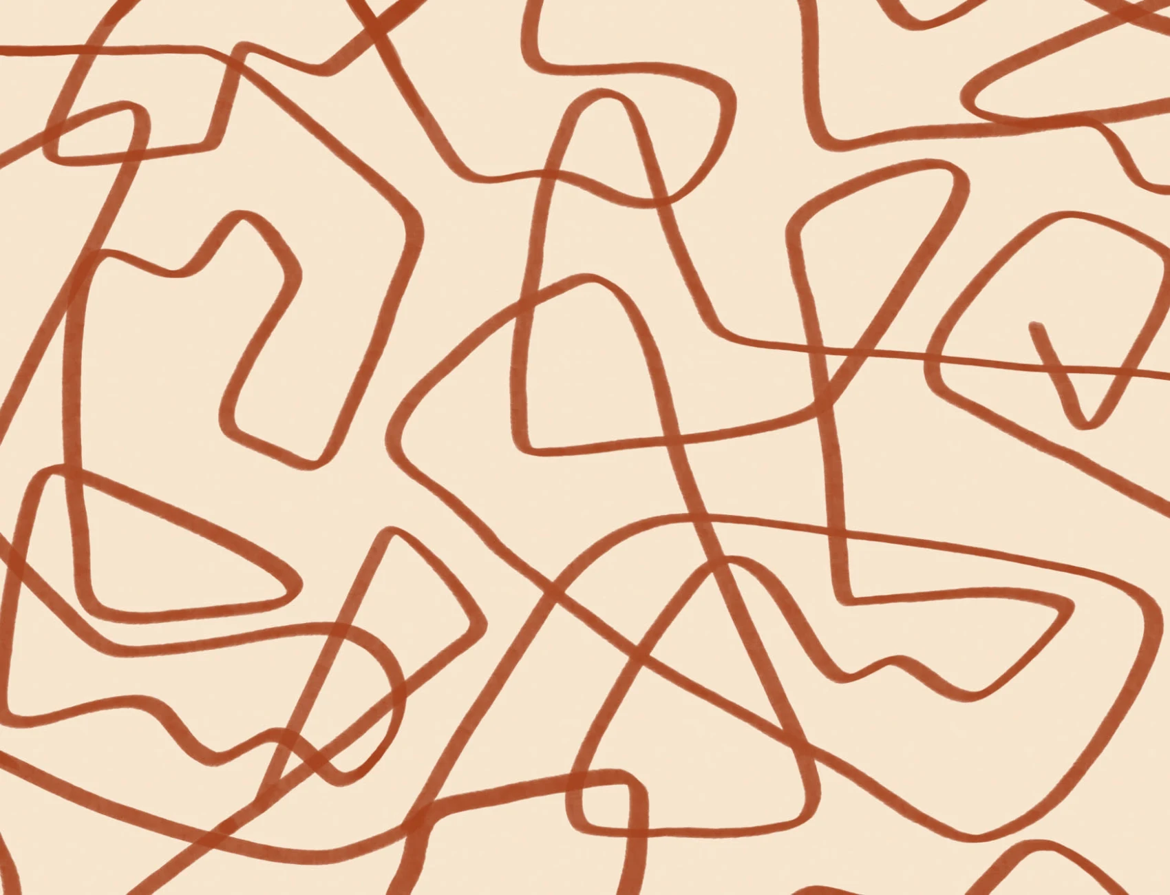 Terracotta & Beige Cool Doodle Abstract Wallpaper Mural